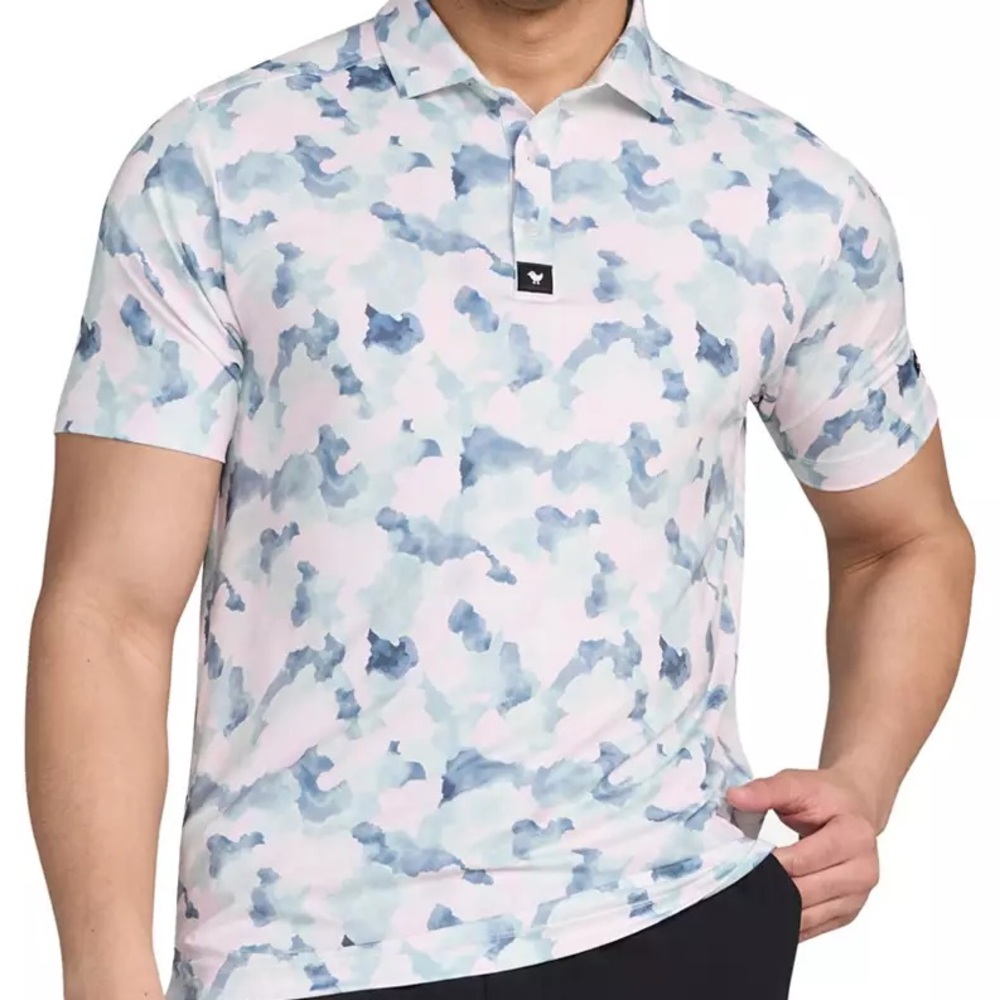NWT Bad Birdie Men's Mirage Oasis Golf Polo White Blue Pink Large & 2XL Active